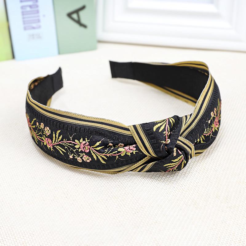 

Новая Ретро Женская Этническая Повязка для Волос Вышивка Цветок Лист Ободок для Головы Ободок для Женщин Перекрещенный Узел Обруч для Волос Повязки Головной Убор