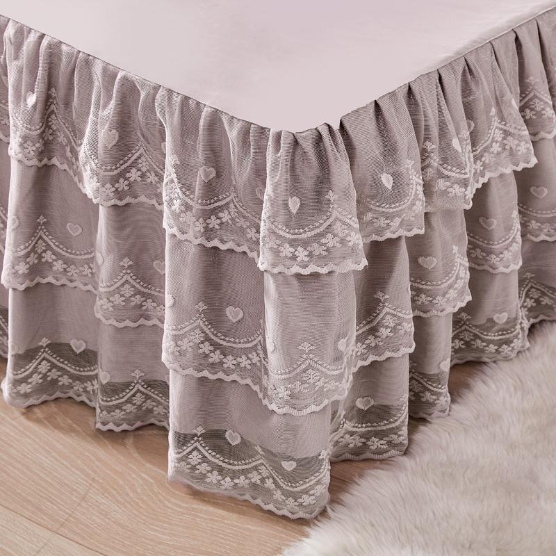 Bed Skirt Solid Color Bedspread Lace Style Bed Cover Falda De Cama Skin-friendly Mattress Protector (No Pillowcase)