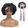 High Quality Personalized LOGO Hair Bonnets with Satin Head Wraps Custom Silk Sleep Tie Bonnet