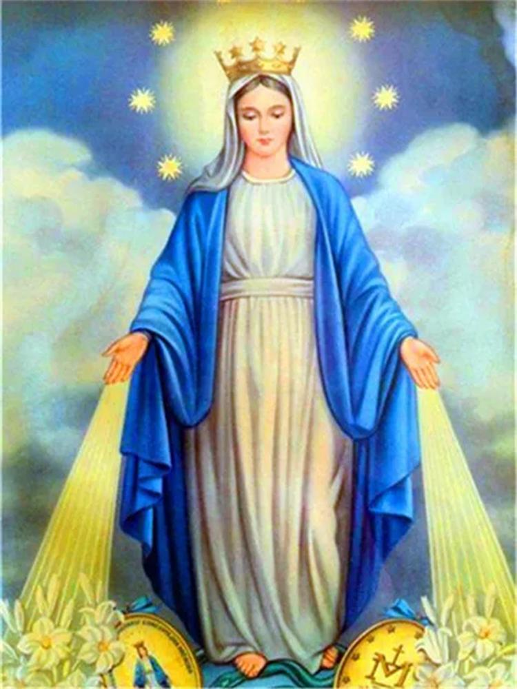 5D Virgin Mary Diamond Cross Embroidery Full Diamond Embroidery Full Circle Square Mosaic Christian Home Decoration Religion