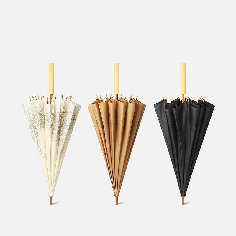 New Simple and Fashionable Small and Fresh 16-bone Straight Rod Umbrella Handle Long Handle Umbrella with Printed Umbrella