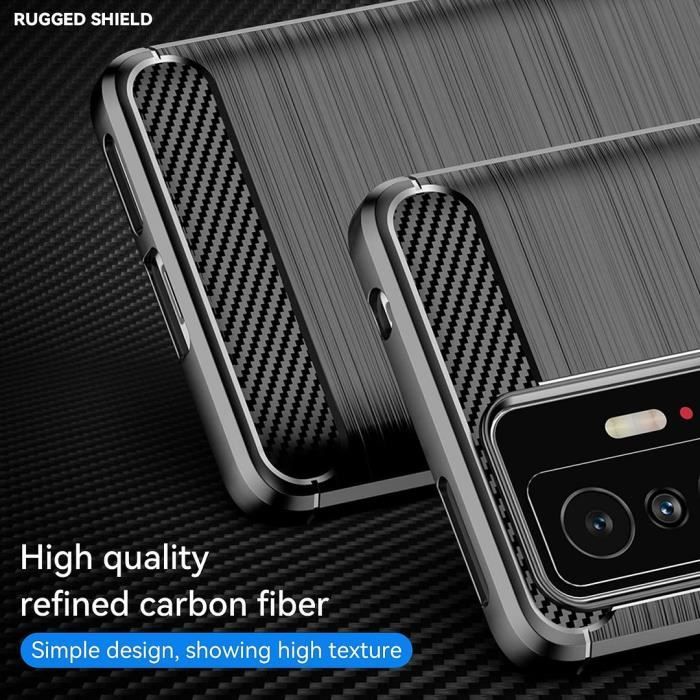 Skal och 2 härdat glas - E.F.CONNECTION - för Xiaomi 11T Pro - Kolfiber - Stöttåligt - Reptåligt