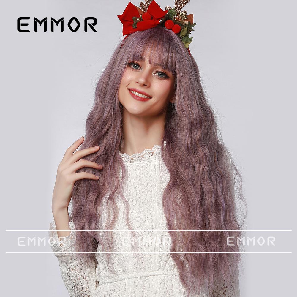 Women's Full Head Wig: European-American Style, Long Wavy Curls, Air Bangs, Various Colors and Styles Available.