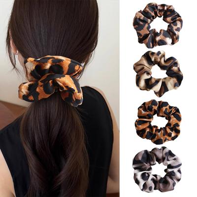 New Leopard Print Large Scrunchie Hair Tie High-End Ponytail Large Hair Flower Elastic Hair Band Elegant Hair Accessory