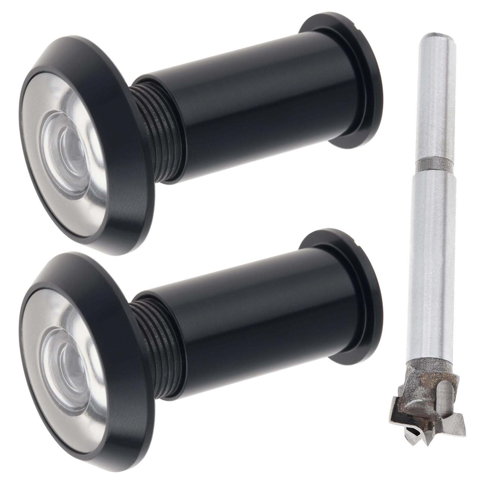 

Solid Brass 2pcs 16mm Door Peephole 200 Degree HD Optical Glass Lens Includes Tungsten Steel Drill Bit Heavy Duty Universal for 40-60mm Thickness чорний