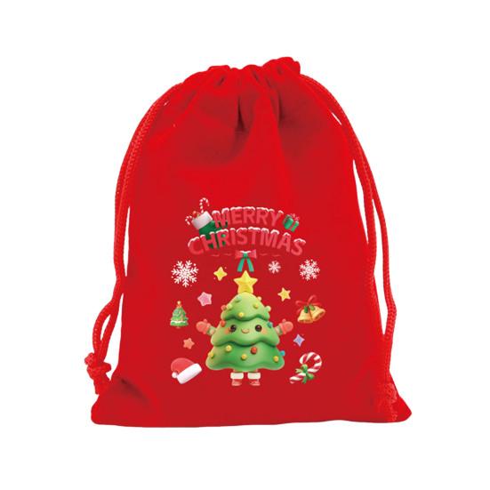 Red Christmas Drawstring Gift Bags Fabric Favor Pouches for Candy Apples Holiday Gift Bag