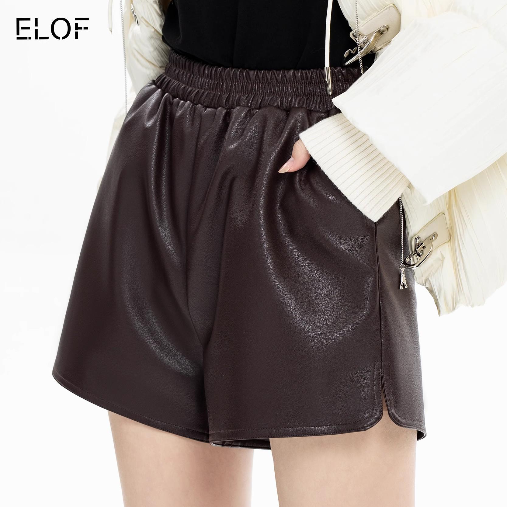 

Women s PU Leather High-Waist Slimming A-Line Shorts with Elastic Waist, Wide Leg, Bootcut, Petite Fit for Spring and Autumn S абрикосовий