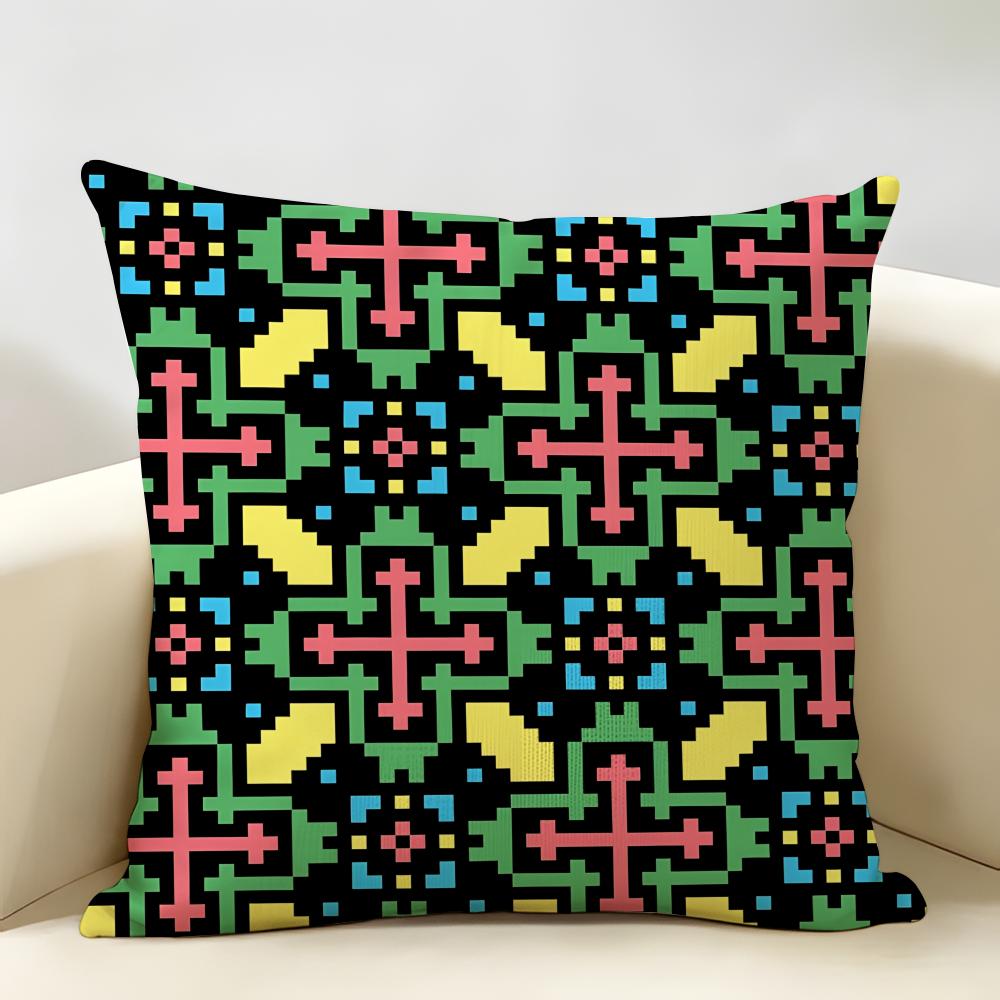 Imazighen Kabyle Jewelry Cushion Cover Natural Linen Organic Fabric DoubleSided Printing Room Sofa Decor Pillow Case