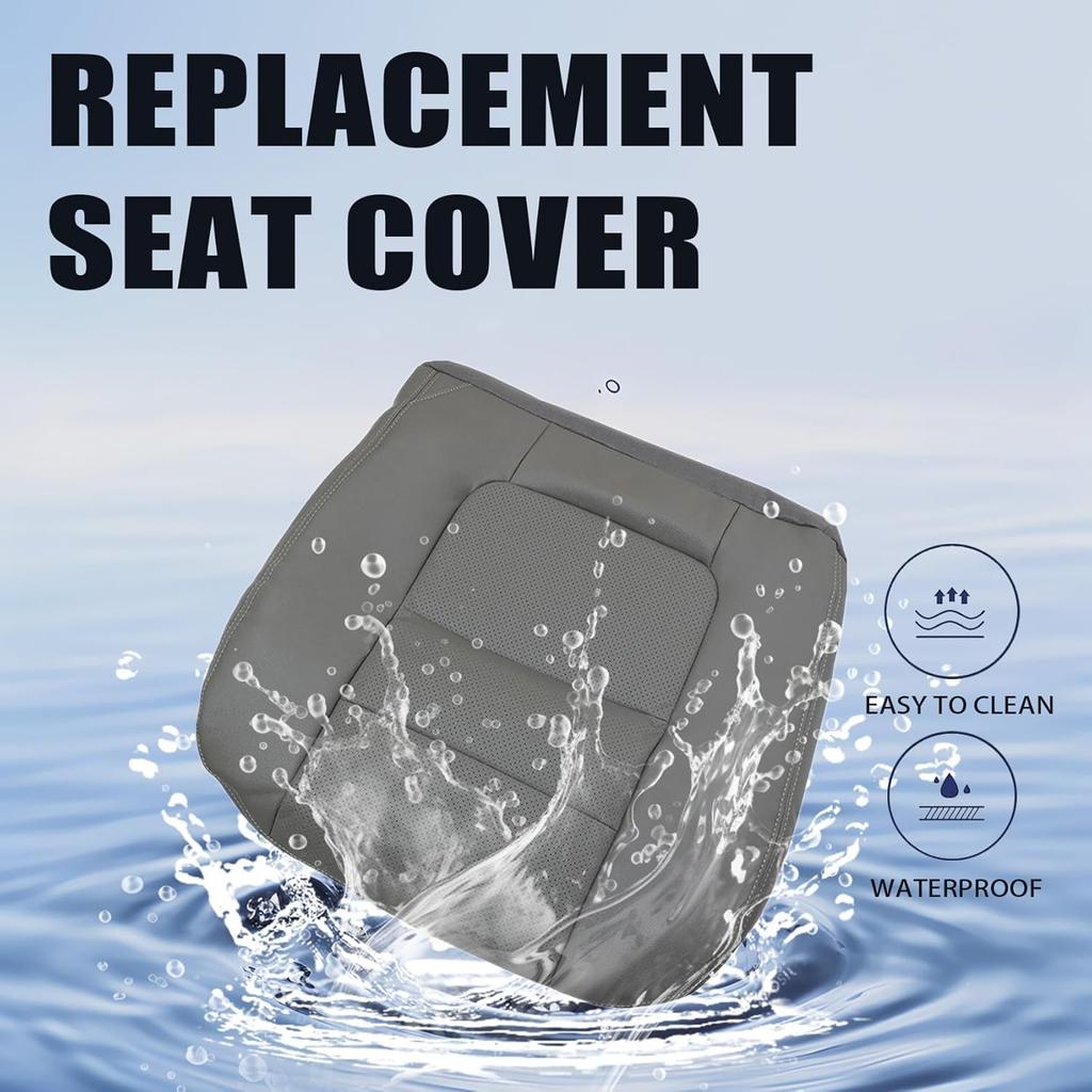 Priprilod Driver Side Bottom Perforated Microfiber Leather Replaement Seat Cover Gray Fit for Ford F250 F350 Lariat 2001