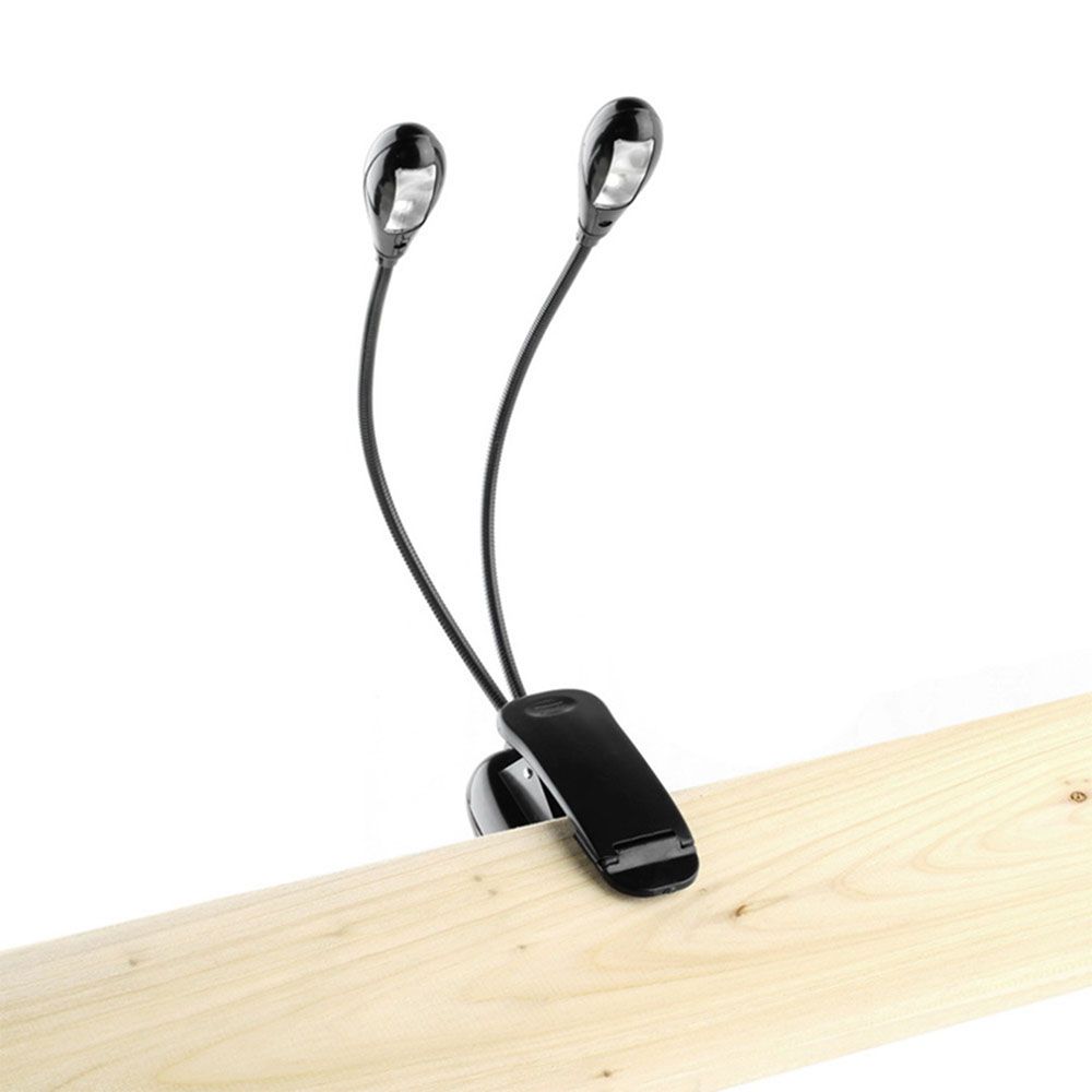 Guitar Parts Accessories 4 LED 2 Arms Light Book Music Stand Light Reading  Lamp Dual Flexible Arms