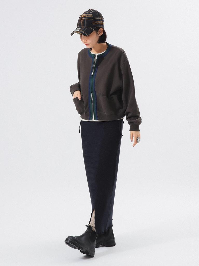 Beams Boy Women's Three-Tone Sweatshirt Cardigan In CHARCOAL.G, One Size