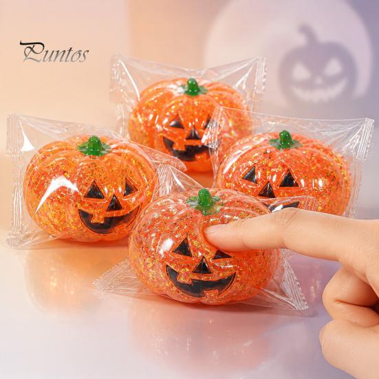 Glittery Fidget Ball 1/2/3Pcs Halloween Pumpkin Stress Relief Toy, Creepy Head Squeeze Elastic Toy Glitter for Kids Adults, Party Favors Relaxation