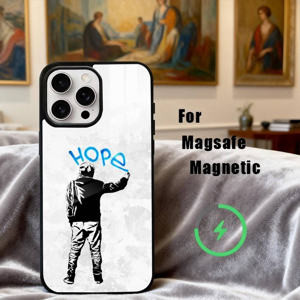 

S-Street Art B-Banksy G-Graffiti Phone Case For iPhone17,16,15,14,13,12,11 Plus,Pro Max Magnetic For Magsafe Wireless Charging iPhone16PRO
