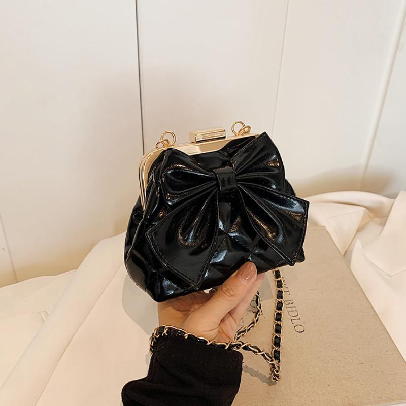 Modern Pu Leather Girls And Boys Shoulder Bag Featuring Adorable Bow And Checkered Pattern