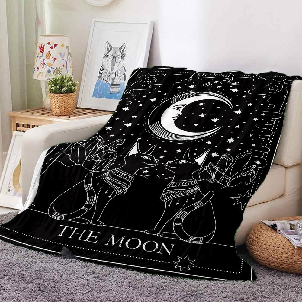 Moon Cats Flannel Blanket Throw Blanket Soft Warm Sofa Bed Camping Car home Decor Unique Christmas Gift C930108
