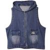 Loose Hooded Denim Vest Women's Spring and Autumn Plus Size Slimming All-match Casual Vest Short Jacket