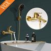 VGX Simple Bathroom Shower System Set Bathtub Faucets Set Bath Water Taps Shower Diverter Single Handle Tub Mixer Shower Crane