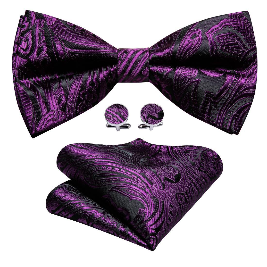 

Роскошный галстук для мужчин, жаккаровый шелковый галстук-бабочка с узором пейсли, носовой платок, запонки, комплект для свадебной вечеринки LH-0983