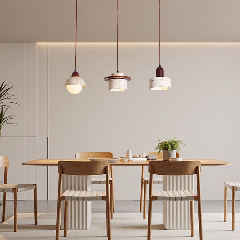 Yellow Travertine Wabi-sabi Chandelier: Mid-century Retro Style for Restaurants, Bars, and Dining Tables