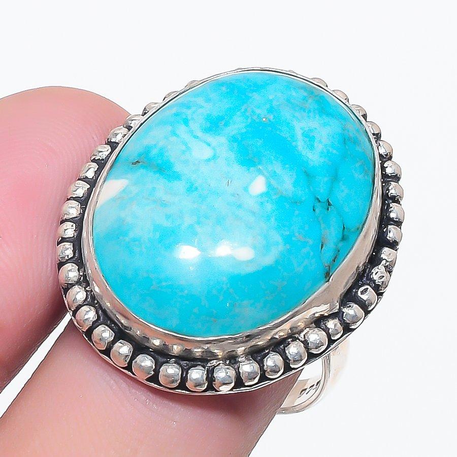 

Natural Tibetan Turquoise Gemstone 925 Sterling Silver Jewelry Ring Size 8 r8R48
