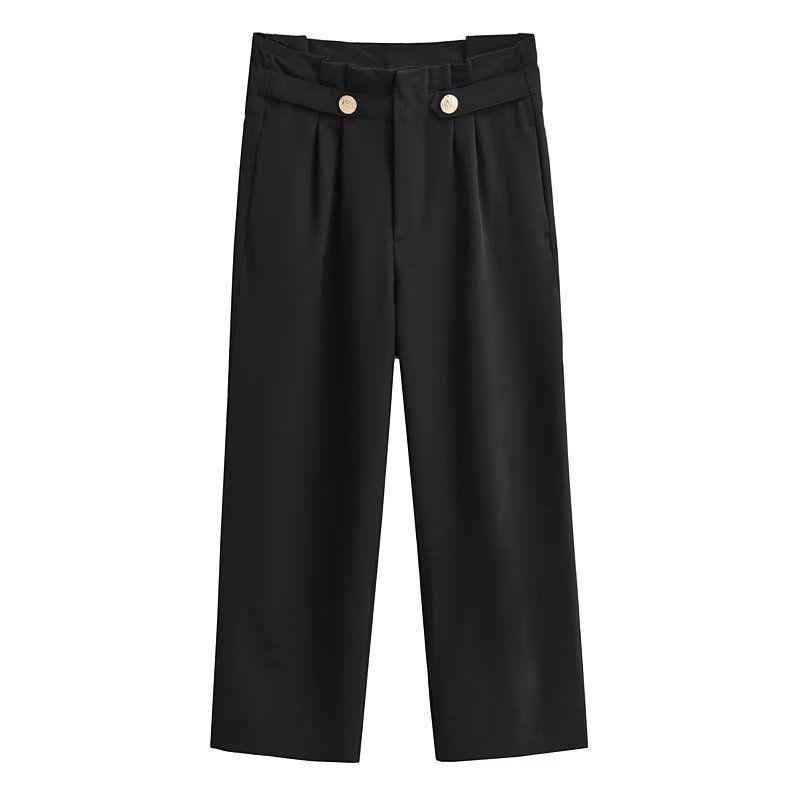 

Ur Summer New European and American White Decoration Paper Bag Pants Black L