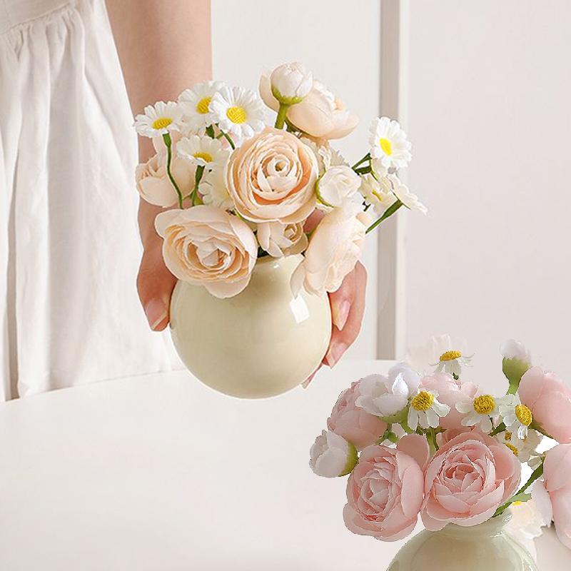 1 Set Artificial Plant Scenery Photography Prop Home Decoration Elegant Simulated Potted Plants Artistic Multi-Color