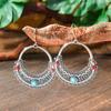Vintage Earrings Silver Geometric Turquoise Drop Earrings Bohemian Dangle Jewelry for Women
