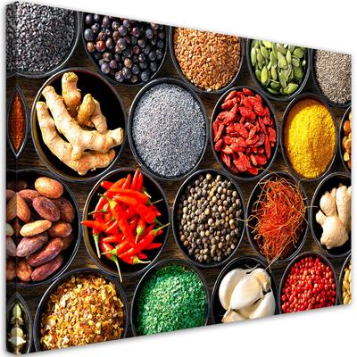 Leinwandbild Kräuter Gewürze für die Küche