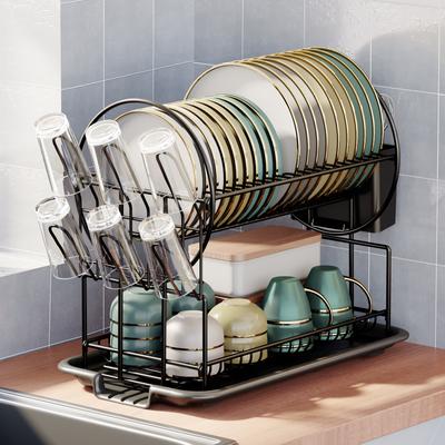 Kitchen Dish Bowl Drainer Storage Rack with Drainboard Chopsticks Knife Fork Water Cup Organizer Kitchen Counter Organizer