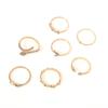 Full Of Diamond Stars Moon Snake Personality Retro 7-Piece Ring Female