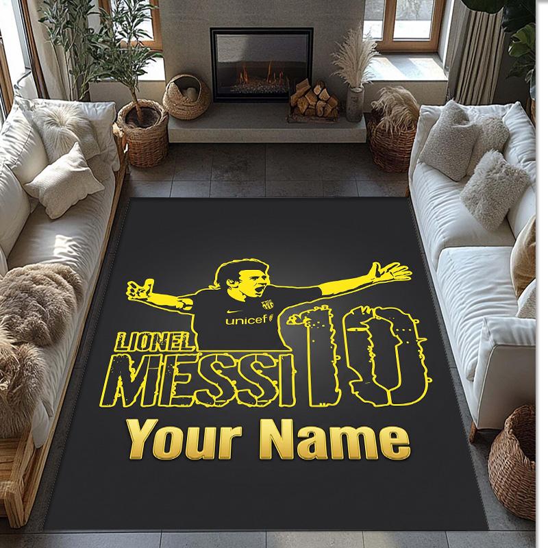 Lionel Messi Aufgedruckter Kristall-Samt Teppich Rutschfester Kristall-Samt Teppich Für Sofa Schlafzimmer Innen Haus Dekoration