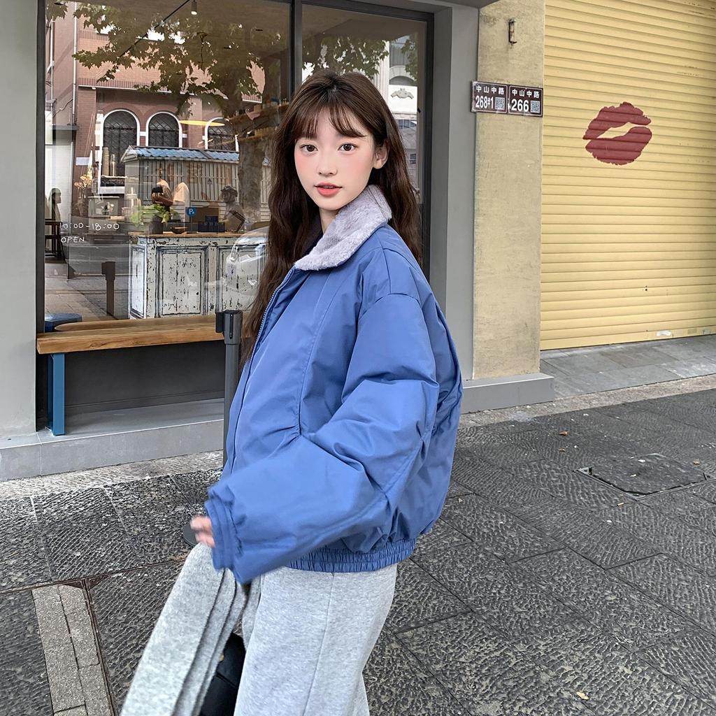 Autumn Winter Thicken Warm Parka Women Casual Sweety Solid Color Big Pocket Loose Jackets Outwear