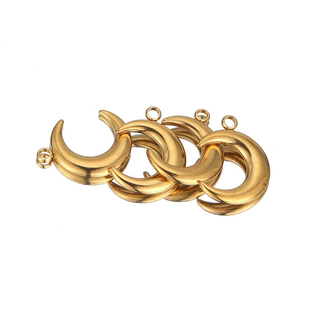 5pcs Stainless Steel Gold Color Moon Charms DIY Jewelry Making Women Sweater Pendant Necklace Findings Accessories Supplies
