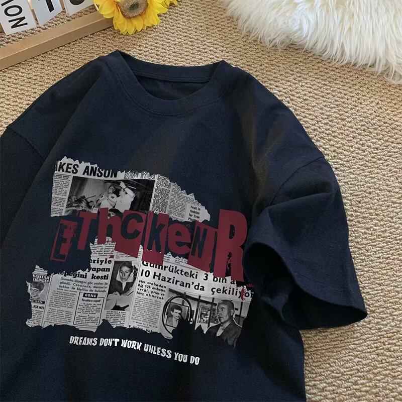 Short Sleeve T-shirt Men's Fashion Brand Summer Loose Half Sleeve 2024 New Internet Celebrity Fashion Ins Simple Printed Top