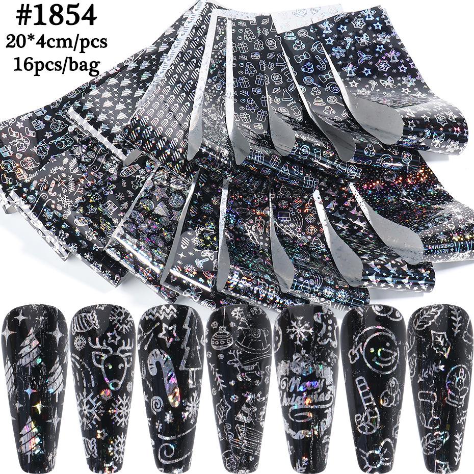 

20x4 см Рождественский узор для наклейки для ногтей 3D Снежинка Звезда Лазерная блестящая рождественская переводная фольга для дизайна ногтей