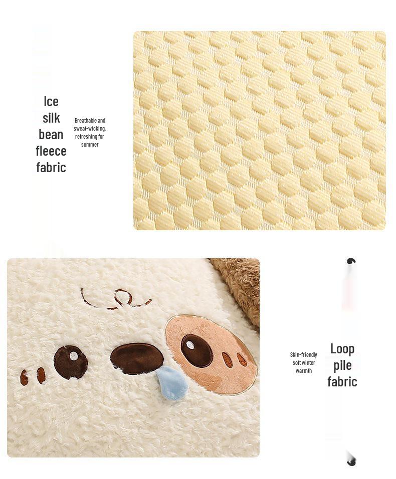 Cartoon Big-Head Fluffy Pillow: Double-Sided Cool Lumbar Support for Summer Sleep & Leg-Clamping.