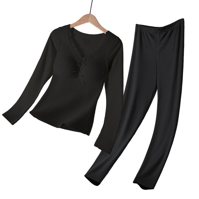 

Women s Warm Autumn/Winter Set: Heated Base Layer with Chest Pads, Brushed Fabric, Anti-static M (80-100 jin)