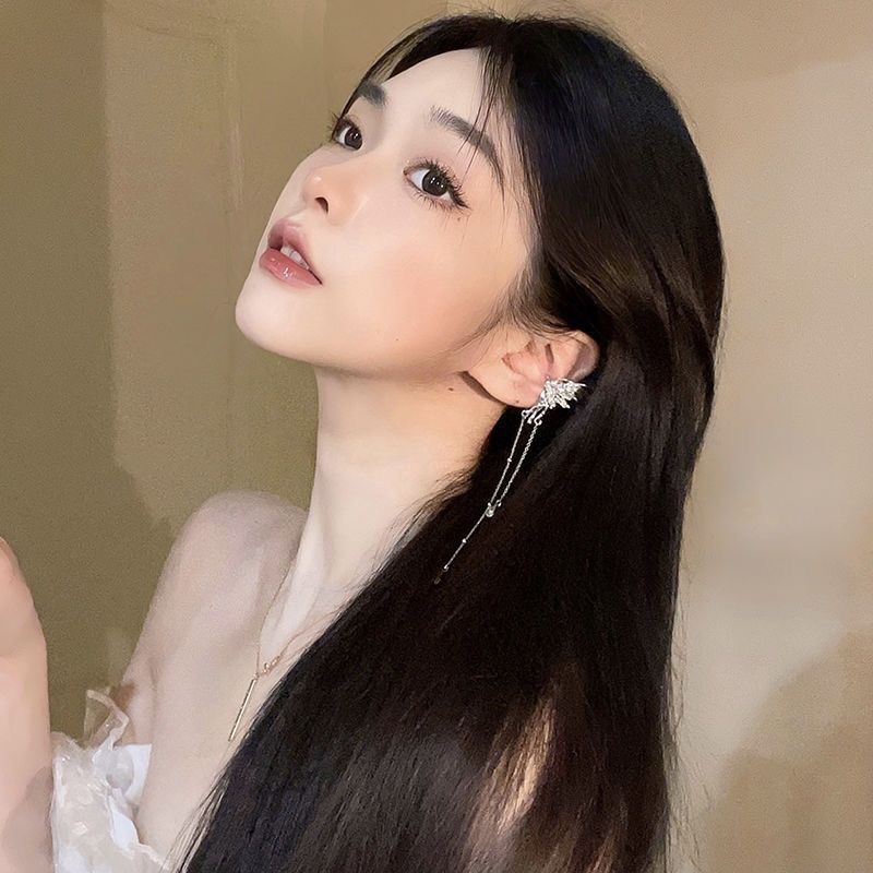 Super fairy sweet ear clips girl Mori niche versatile temperament showing face small earrings earrings