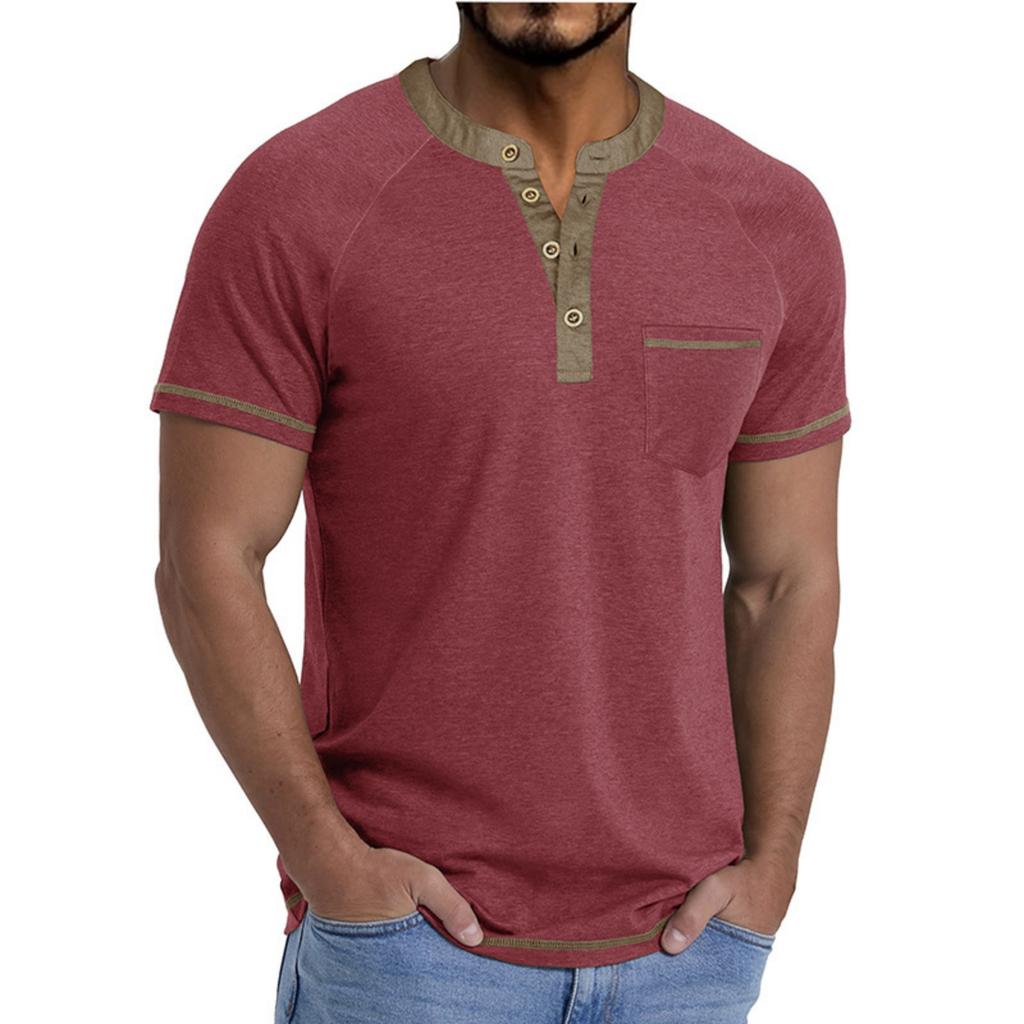 T-shirt da uomo a maniche corte con colletto Top casual con revers