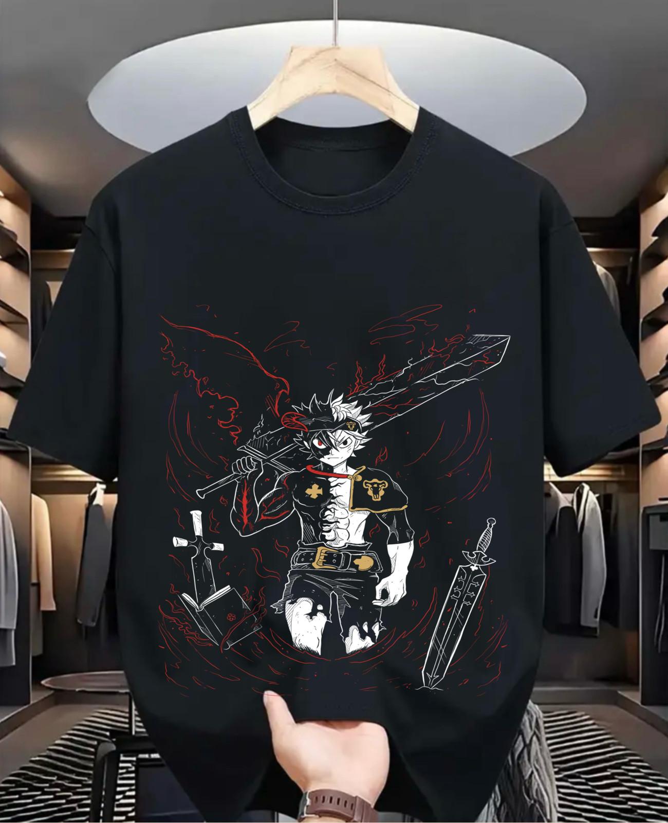 Asta Yuno T-Shirt Mens Womens Tees Top Black Clover Anime Manga Asta Girl Gifts Black gift All Size 4XL