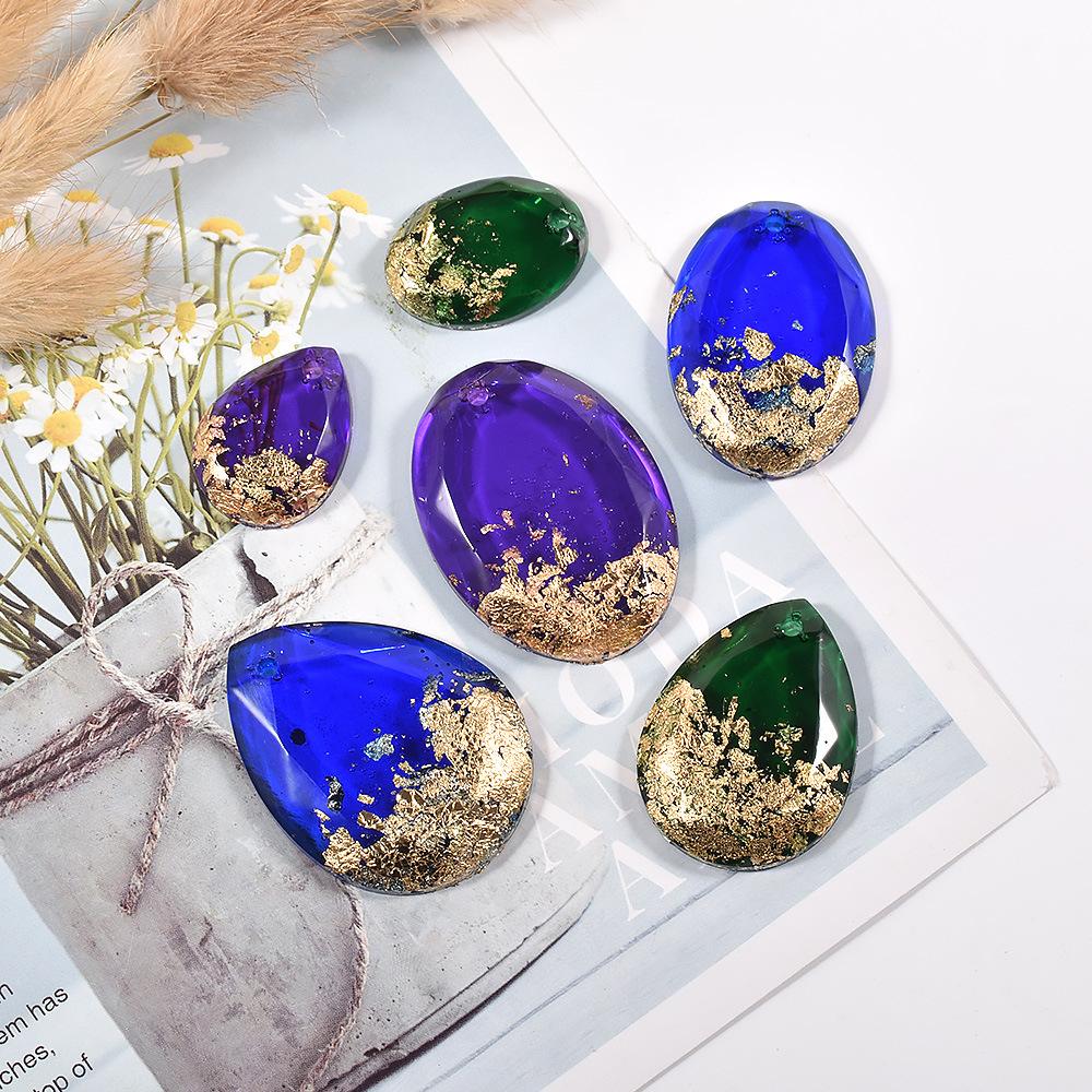 Faceted Oval Gem Shape Silicone Mold Waterdrop Pendants Epoxy Resin Mould for DIY Earring Necklace Keychain Pendant Crafts