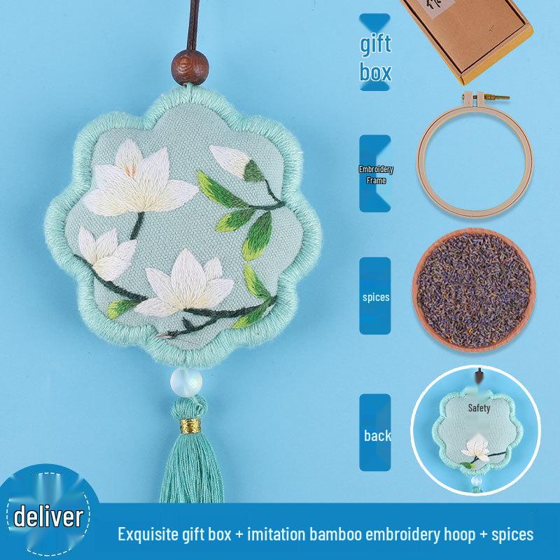 Peace Amulet Embroidery Kit: Beginner's DIY Cross Stitch Sachet Pouch
