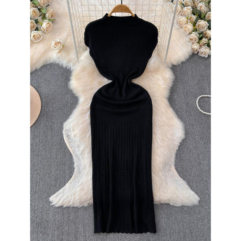 Summer New Arrival Knitting Dress Women's French Style Retro Fancy Silm Slim Looking Elegant Slimming Sheath Dress