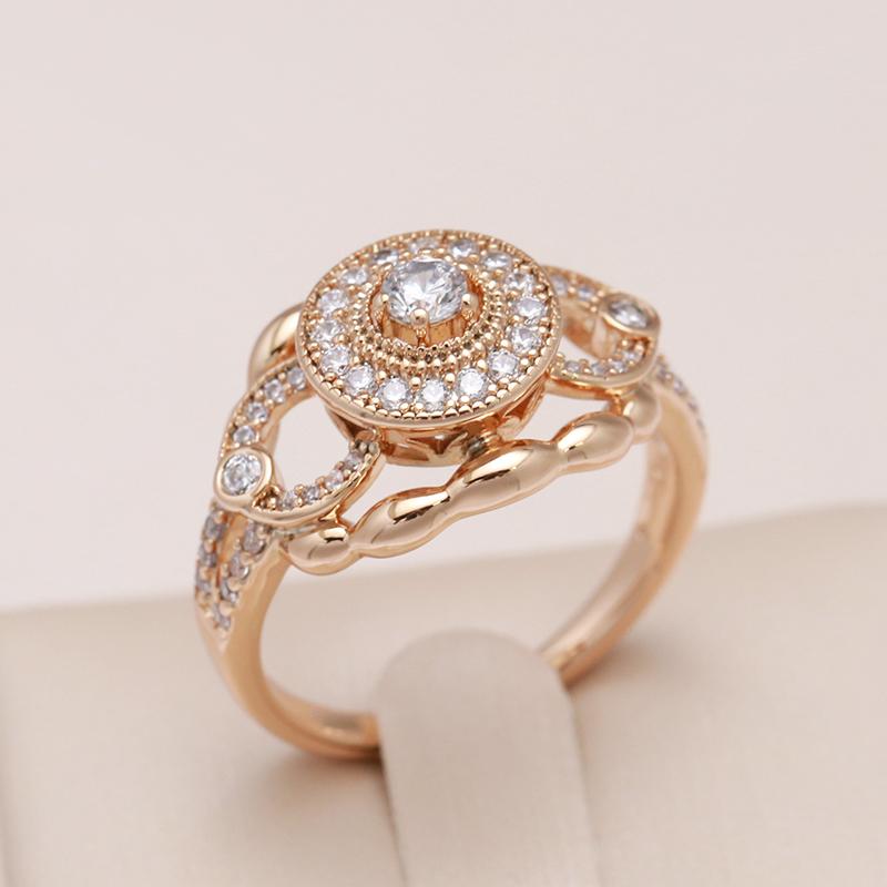 Unique Creative Women Rings  Rose Gold Color Natural Zircon Geometry Rings Modern Fashion High Quality Daily Jewelry