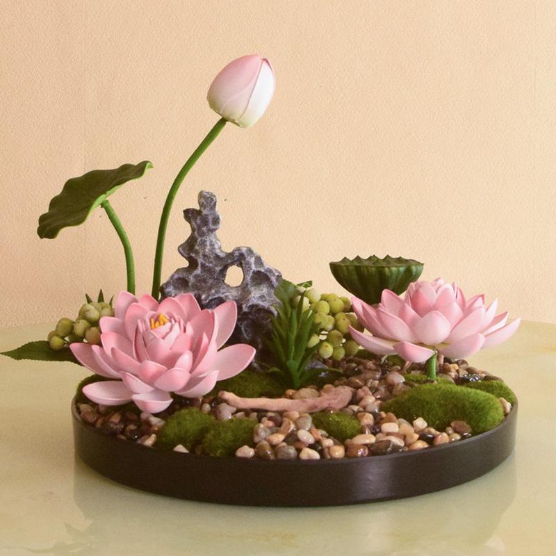 Large Round Table Turntable Centerpiece for Hotel Dining and Private Room Decor - Artificial Flower Art Landscape