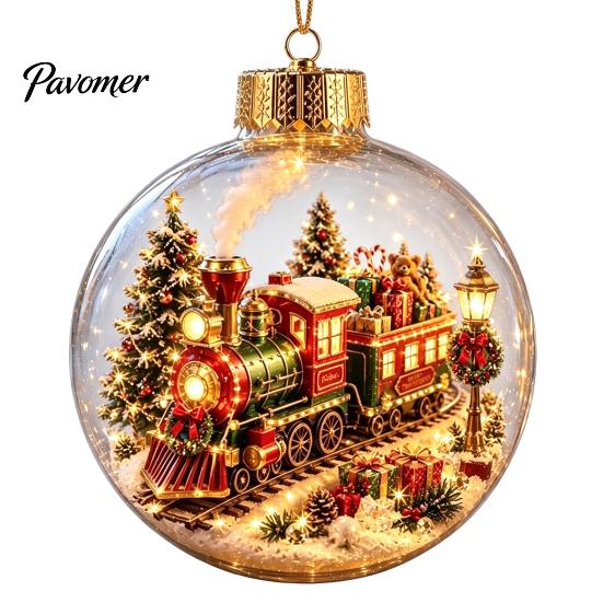 Year Round Home Accent Lighted Clear Christmas Ball Ornaments, Cute Santa Claus/Tree/Snowman/Angel Figure Inside Acrylic Hanging Decor The Xmas