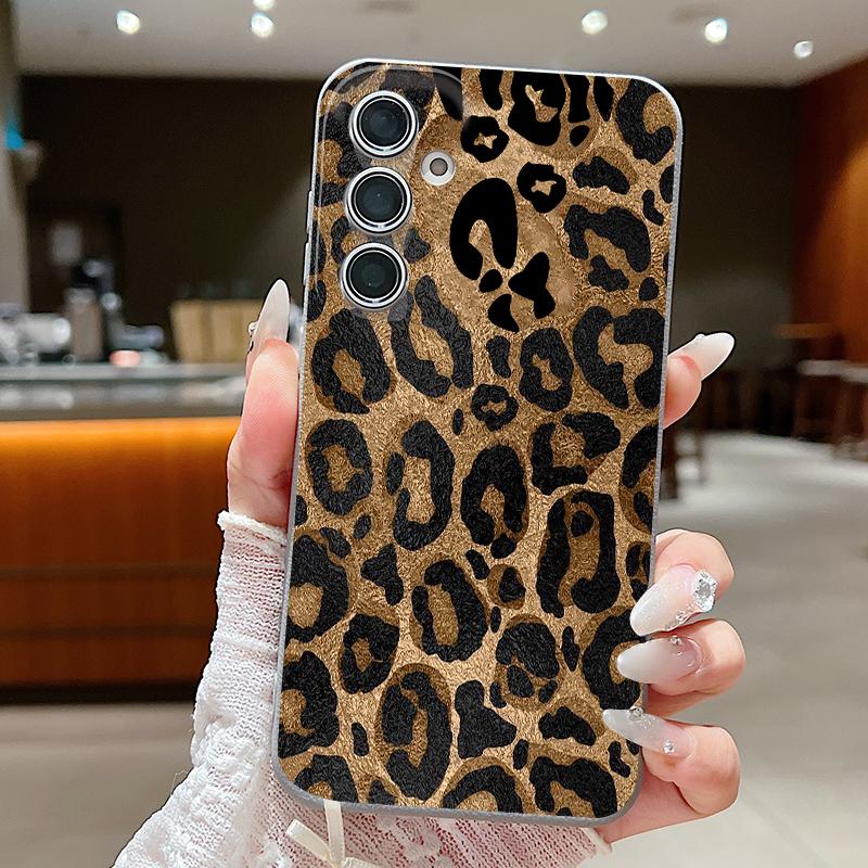 Leopard Printed TPU Phone Case For Samsung Galaxy S26 S25 S24 S23 Ultra S22 Plus S25 FE Edge Soft Silicone Leather Texture Cover