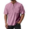 Men's Summer Round Neck Short Sleeve T-Shirt Neck Men's All-match Casual Button Shirt