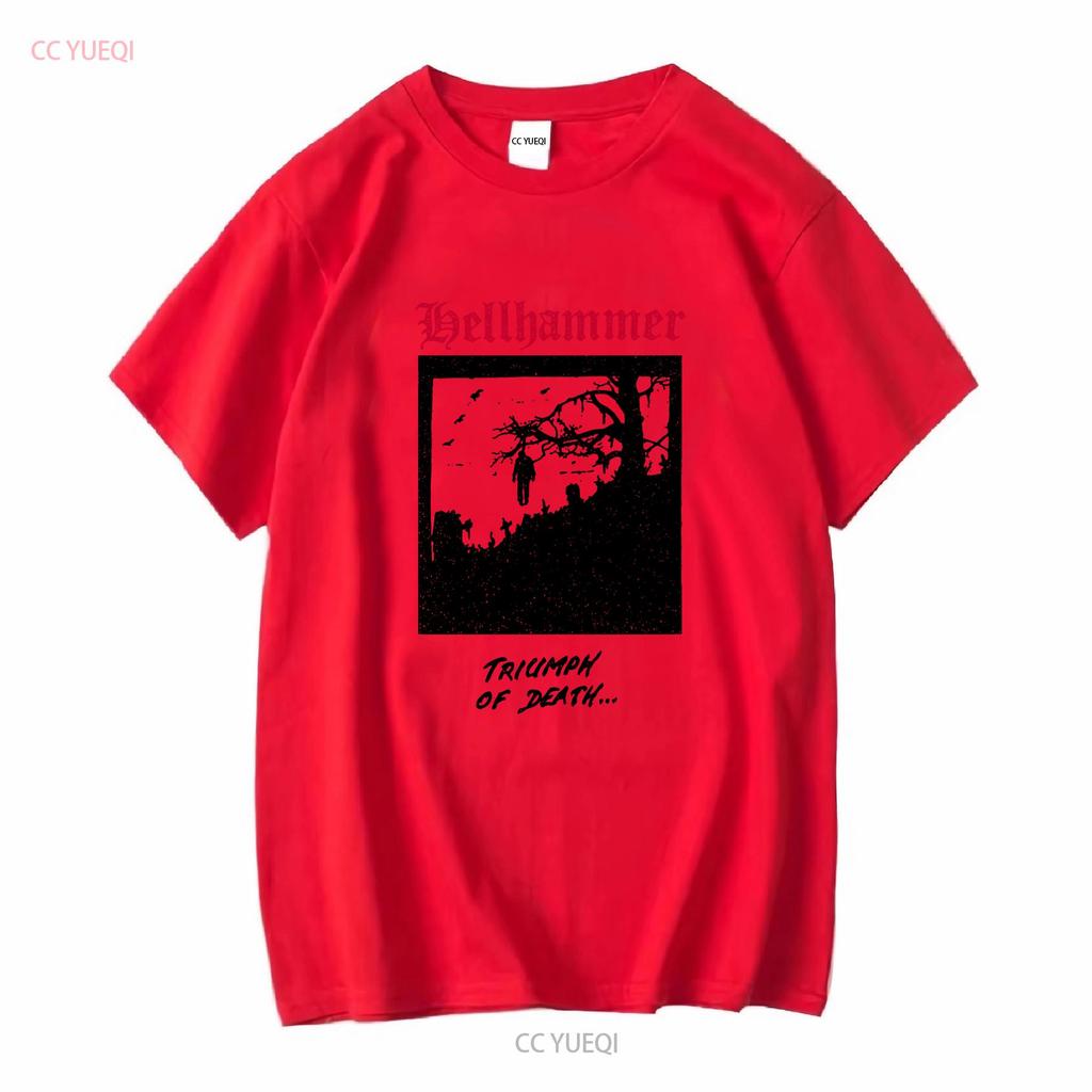 Hellhammer T-Shirt lange oder kurze Ärmel vintage gewaschen Mode Streetwear homme Bequem Unisex Designerkleidung Weich