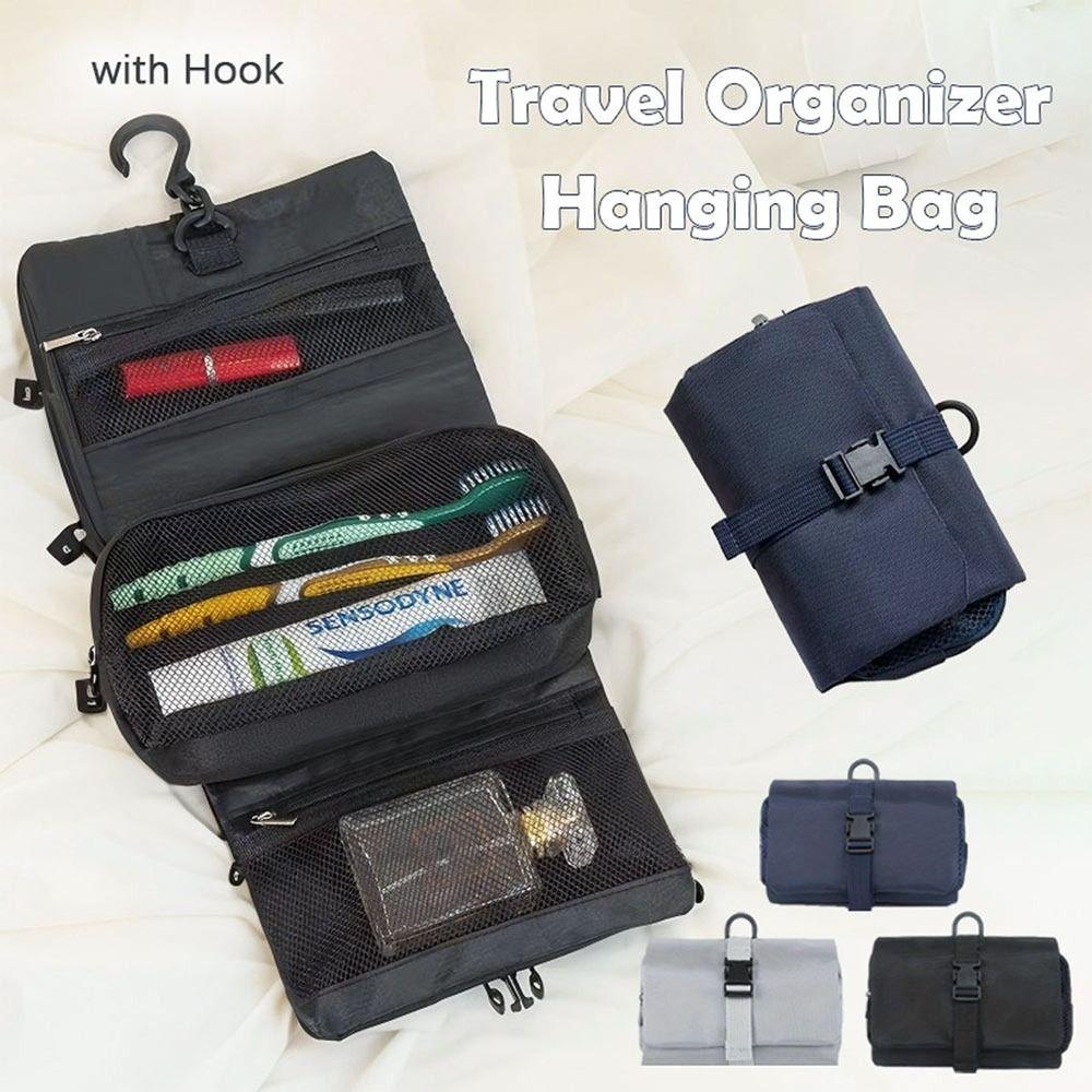With Hook Foldable Toiletry Bag 3-in-1 Multi-Functional Cosmetic Storage Bag Waterproof Large Capacity Hanging Organizer Bag